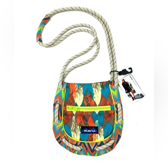 Kavu Phoenix Feather Slingshot Bag Crossbody Rope Straps Colorful Purse Boho NWT - Picture 11 of 11